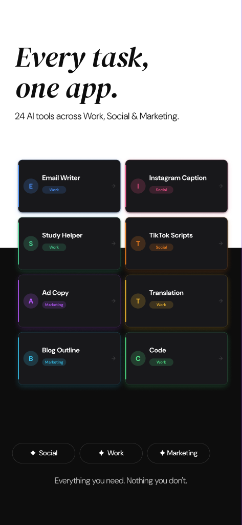 AI assistants screen showing multiple tool options